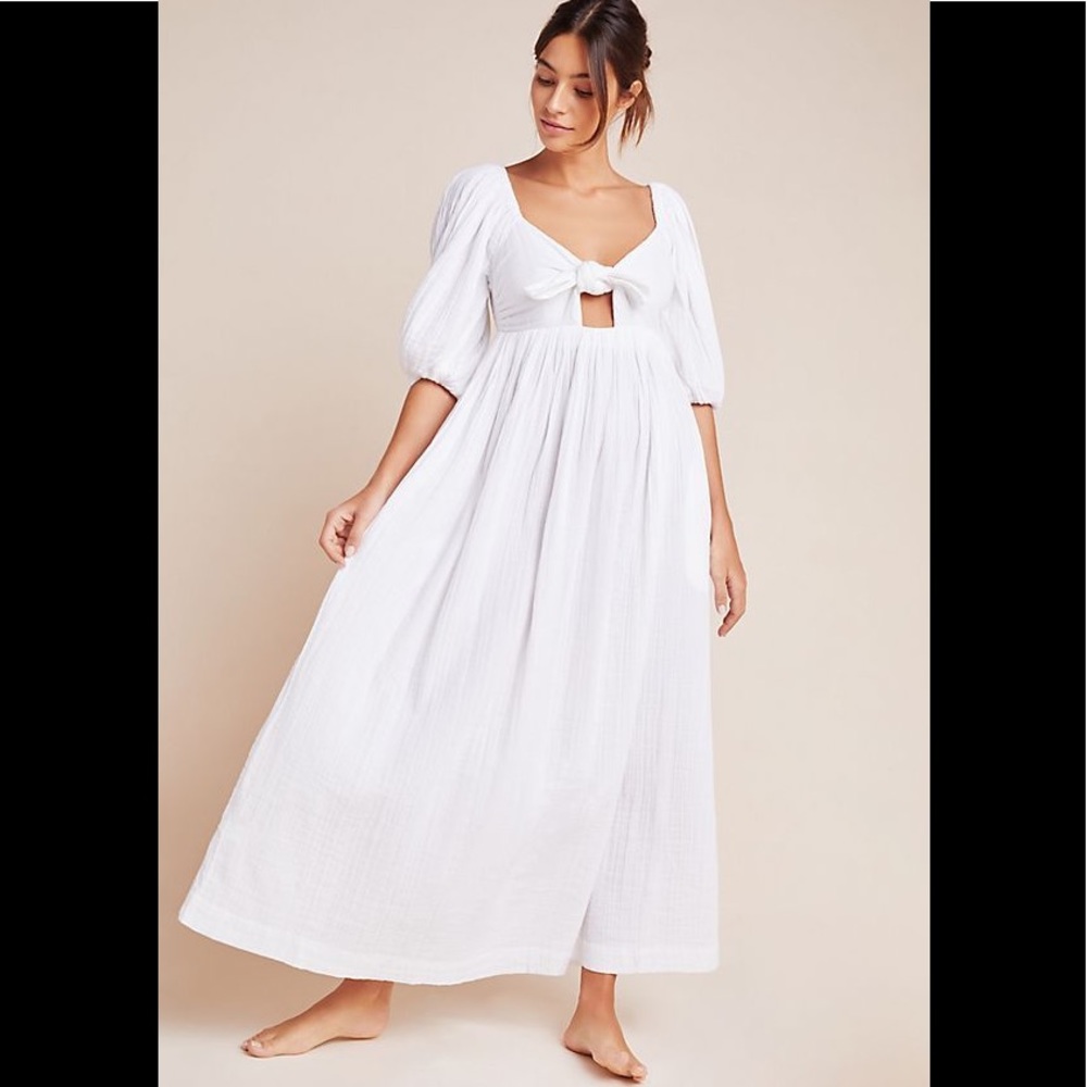 🩵 MARA HOFFMAN Puff Sleeve VIOLET Maxi Midi Dress
